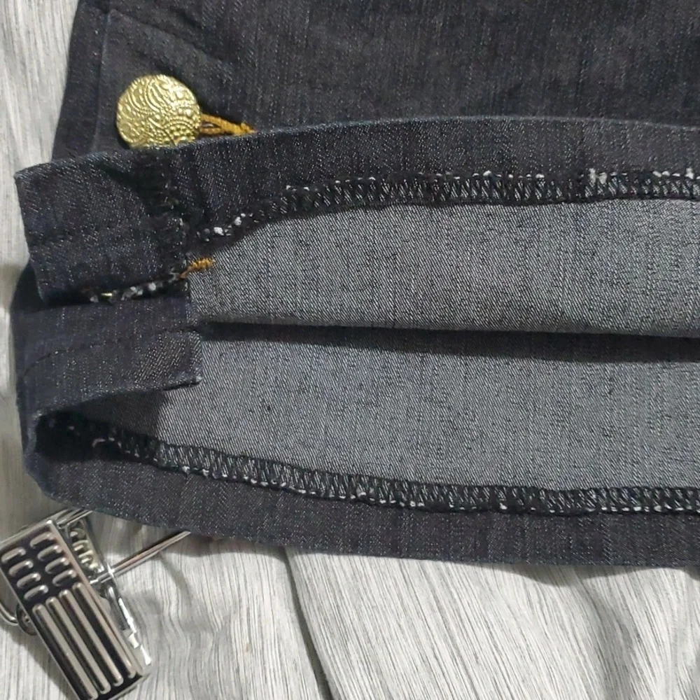 BisouBisou skirt women's size 12 black false pockets trendy denim mini skirt - Picture 13 of 16